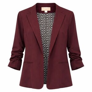 She+Sky Burgundy Blazer Medium Career Jacket Office Workwear Chic Minimalist